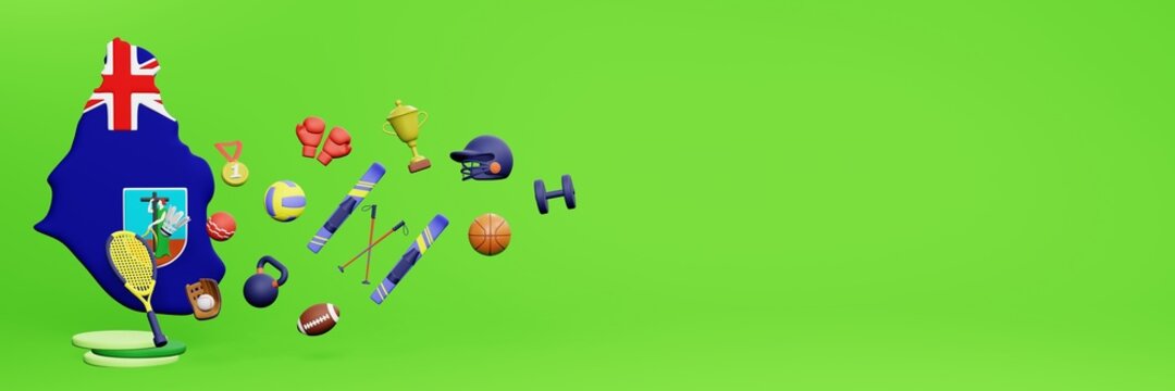 3d rendering of sports equipment in Montserrat for promotion