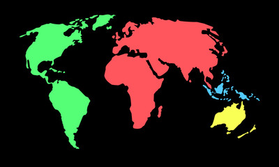 World map vector illustration isolated on black background