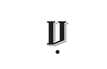 black and white U alphabet letter icon logo design. Creative template for business or company
