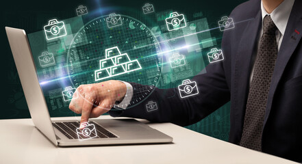 business hand working in stock market