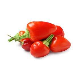 Red peppers on white background