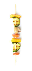 Skewer with vegetables on white background