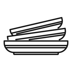 Plate stack icon outline vector. Dish food