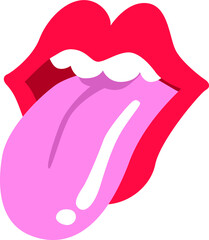 Retro lips with tongue. Pop art style.