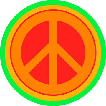 Peace symbol. Hippie groovy retro style 70s.