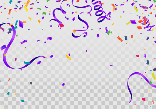 Happy Birthday Purple Celebration Background With Confetti.