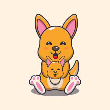 Cute kangaroo mascot cartoon vector illustration