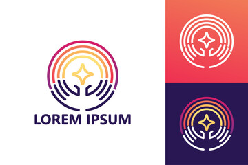 Sunshine hand care logo template design vector
