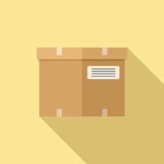 Package box icon flat vector. Delivery parcel