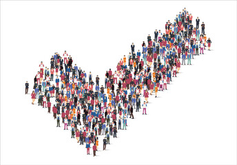 People and business group in the form of correct symbol