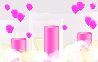 Display for cosmetic fashion product Empty showcase for product presentation Abstract