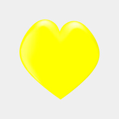 Yellow heart on white background. Vector illustration.