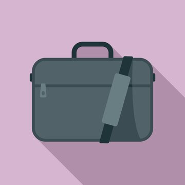 Laptop Suitcase Icon Flat Vector. Case Bag