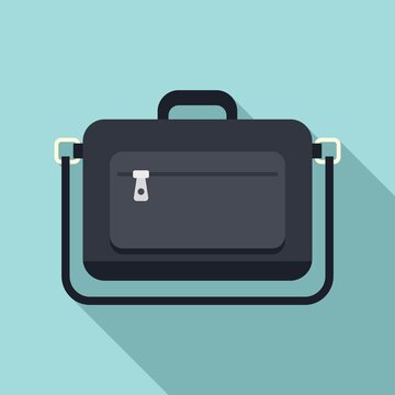 Modern laptop bag icon flat vector. Backpack case