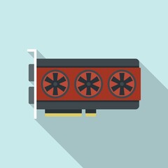 Video card chip icon flat vector. Computer gpu