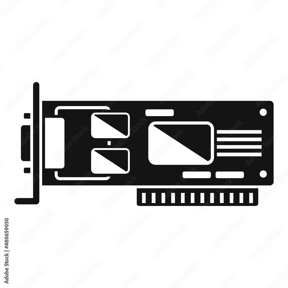 Poster video card display icon simple vector. computer graphic