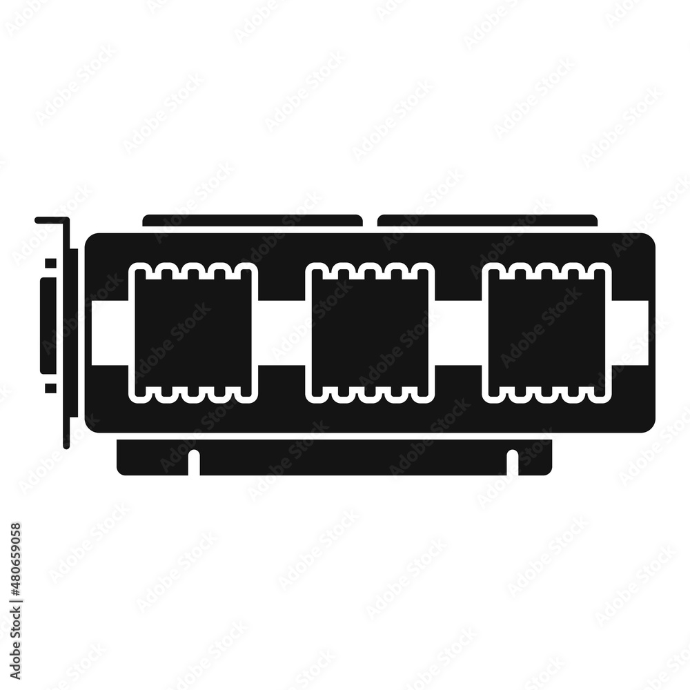 Poster cpu video card icon simple vector. gpu fan