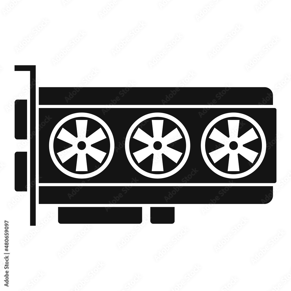 Poster video card chip icon simple vector. computer gpu