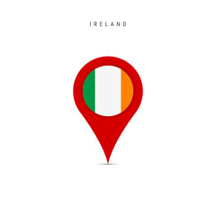 Teardrop map marker with flag of Ireland. Irish flag inserted in the location map pin. Flat vector illustration isolated on white background.