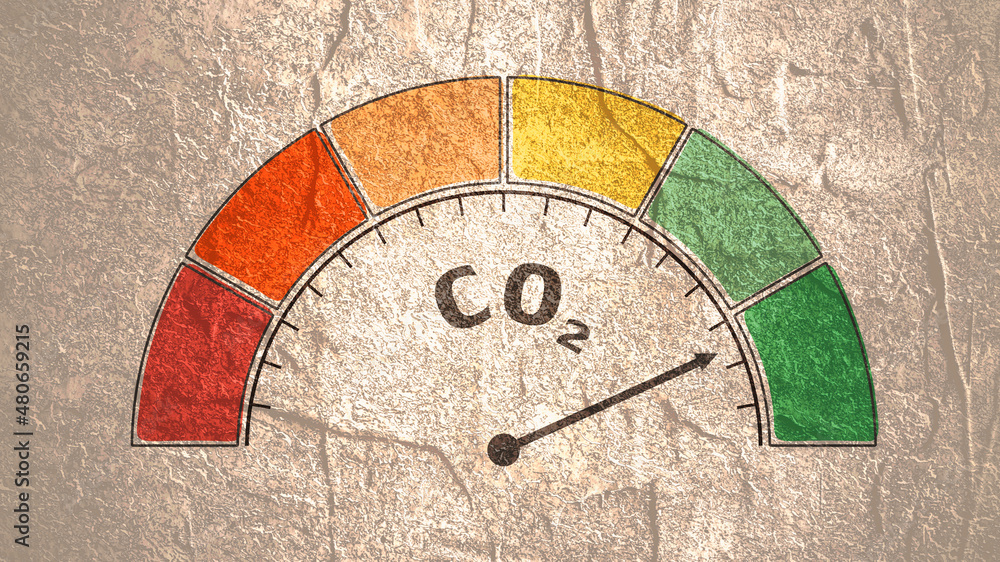 Poster carbon dioxide level measuring device icon. gradient scale.