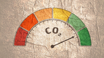 Carbon dioxide level measuring device icon. Gradient scale.