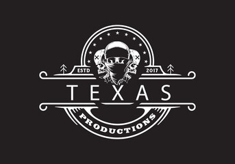 Vintage monochrome MANIAC or sherif COP POLICE OR gangster skulls tatto