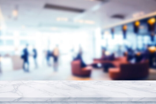 Marble Stone Counter Top Table Blur Hotel Lobby Receptionist