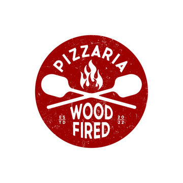 Vintage retro pizza logo and typography template