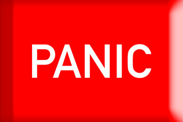 red and white panic button graphic illustration