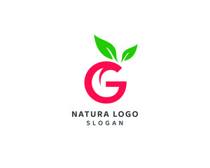 Abstract natural leaf, natural letter G logo, small letter G vector design