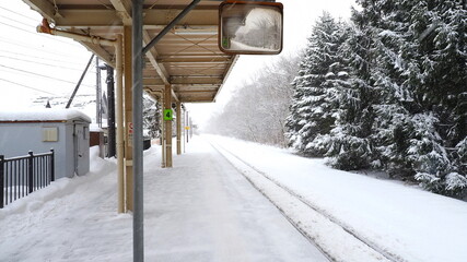 Fototapeta premium 冬の大沼公園駅3