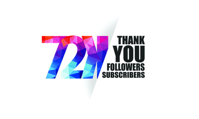72K, 72.000 followers, subscribers design for internet, social media, anniversary and celebration achievement-vector