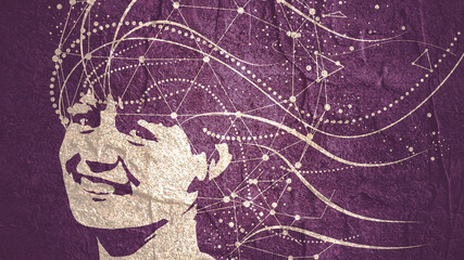 Portrait of a woman with decorative elements.