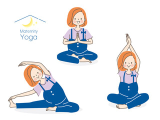 ヨガをする若い女性のイラスト素材