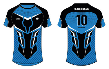 Sports t-shirt jersey design flat sketch illustration, Abstract pattern v neck Football jersey concept with front and back view for Soccer, Cricket, Volleyball, Rugby, e-sport, gaming uniform kit