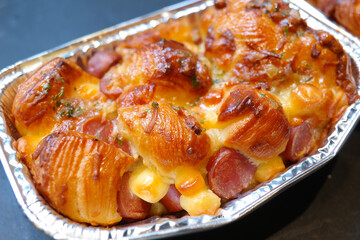 Puffed pastry in aluminum foil