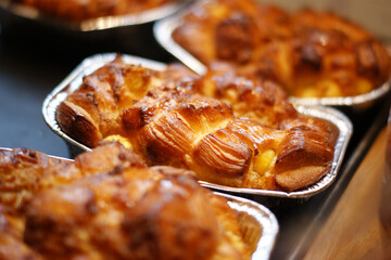 Puffed pastry in aluminum foil