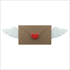 Vector realistic 3d craft envelope with white angel wing.