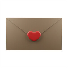 Vector realistic craft envelope with a heart for Valentine's Day.