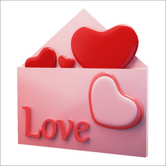 Love letter heart design with valentine 3d full of hearts and text greeting on red background for valentine's day celebration.