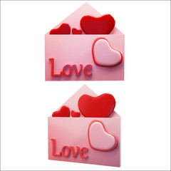 Love letter heart design with valentine 3d full of hearts and text greeting on red background for valentine's day celebration.