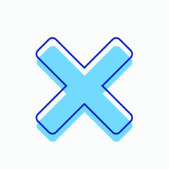 Cross X Flat Design for Icon, Symbol, and Logo. Blue X Square Vector for Graphic Resources. EPS 10 Editable Stroke