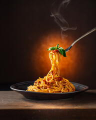 Spaghetti Pasta Bolognese Black PlateItalian