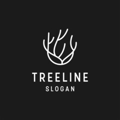 Tree logo linear style icon in black backround
