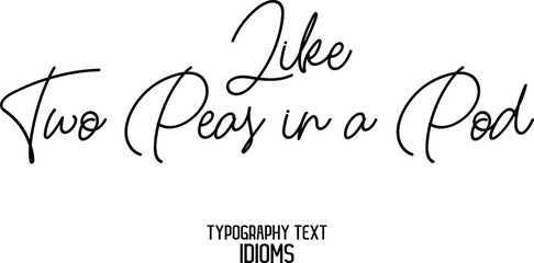 Like Two Peas in a Pod Cursive Hand Written Calligraphy Text idiom