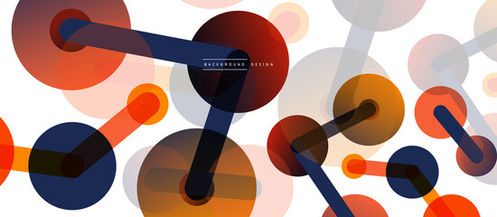 Line points connections geometric abstract background. Circles connected by lines. Trendy techno business template for wallpaper, banner, background or landing