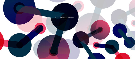 Line points connections geometric abstract background. Circles connected by lines. Trendy techno business template for wallpaper, banner, background or landing