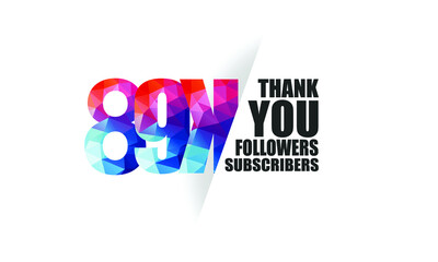89K, 89.000 followers, subscribers design for internet, social media, anniversary and celebration achievement-vector