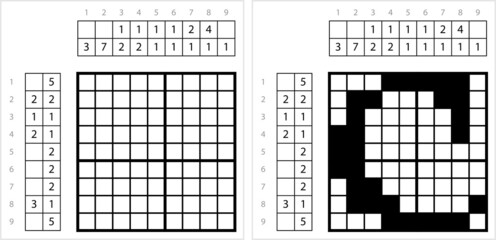 Fototapeta premium Alphabet C Lowercase Nonogram Pixel Art M_2201001