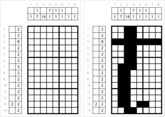 Fototapeta premium Alphabet T Lowercase Nonogram Pixel Art M_2201002